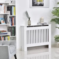 Copritermosifone a Doghe in MDF per Casa e Ufficio, 112x19x81 cm, Bianco