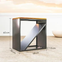 Portalegna 2-in-1 da interno rialzato con divisore metallo, 58 x 36 x 60 cm Nero