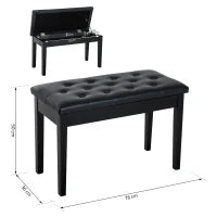 Sgabello Pianoforte Professionale con Vano Portaoggetti Finta Pelle, Legno 76 x 36 x 50cm Nero Sgabello Panchetta Panchina Sedia per Pianoforte con vano portaoggetti