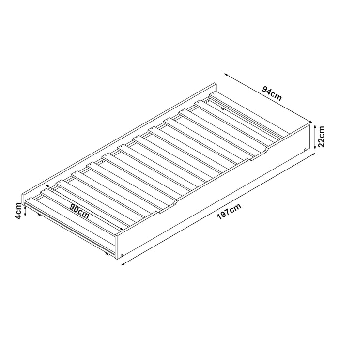 Cassettone Sottoletto Estraibile Ydre Letto Secondario con Rotelle Legno Bianco [en.casa]
