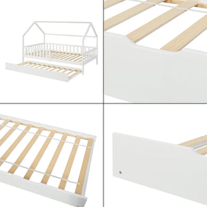 Cassettone Sottoletto Estraibile Ydre Letto Secondario con Rotelle Legno Bianco [en.casa]