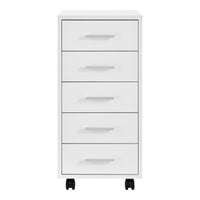 Cassettiera a Ruote Comodino con 5 Cassetti 63 x 33 x 38 cm - Bianco [en.casa]