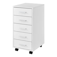 Cassettiera a Ruote Comodino con 5 Cassetti 63 x 33 x 38 cm - Bianco [en.casa]