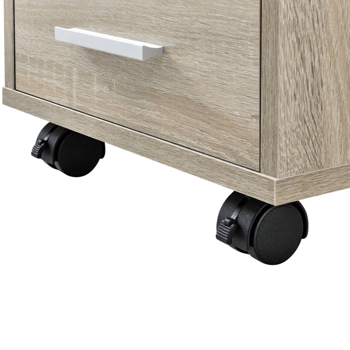 Cassettiera a Ruote Comodino con 5 Cassetti 63 x 33 x 38 cm - Effetto Rovere Sonoma [en.casa]