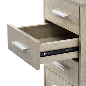 Cassettiera a Ruote Comodino con 5 Cassetti 63 x 33 x 38 cm - Effetto Rovere Sonoma [en.casa]