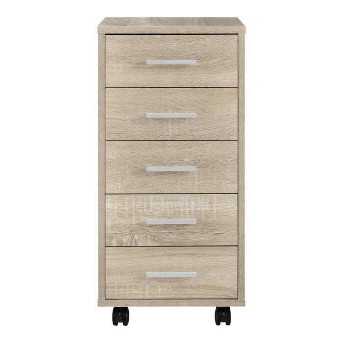 Cassettiera a Ruote Comodino con 5 Cassetti 63 x 33 x 38 cm - Effetto Rovere Sonoma [en.casa]