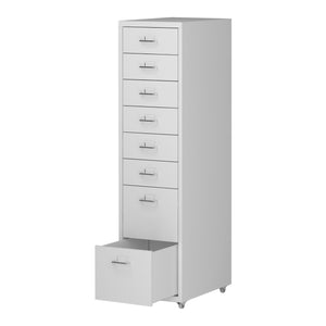 Cassettiera Kökar in Acciaio Mobile Archivio con 8 Cassetti e Rotelle - Bianco [en.casa]