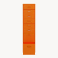 Cassettiera Kökar in Acciaio Mobile Archivio con 8 Cassetti e Rotelle - Arancione [en.casa]