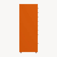 Cassettiera Kökar in Acciaio Mobile Archivio con 8 Cassetti e Rotelle - Arancione [en.casa]