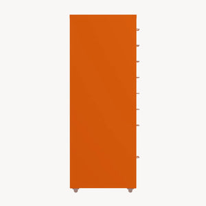 Cassettiera Kökar in Acciaio Mobile Archivio con 8 Cassetti e Rotelle - Arancione [en.casa]