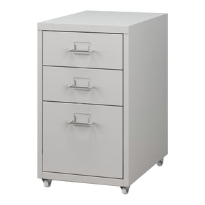 Cassettiera Kökar in Acciaio Mobile Archivio con 3 Cassetti e Rotelle - Bianco Opaco [en.casa]