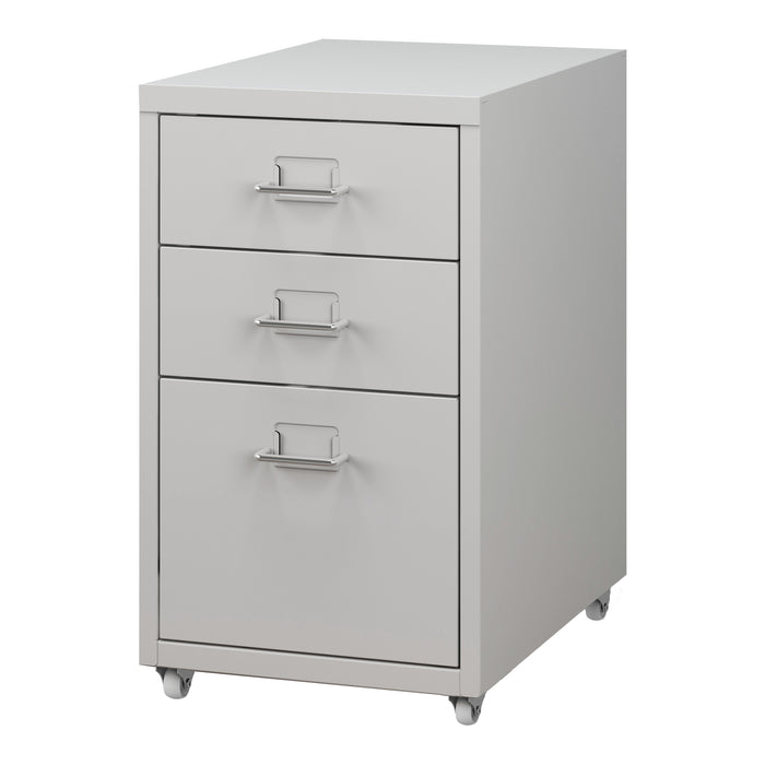 Cassettiera Kökar in Acciaio Mobile Archivio con 3 Cassetti e Rotelle - Bianco Opaco [en.casa]