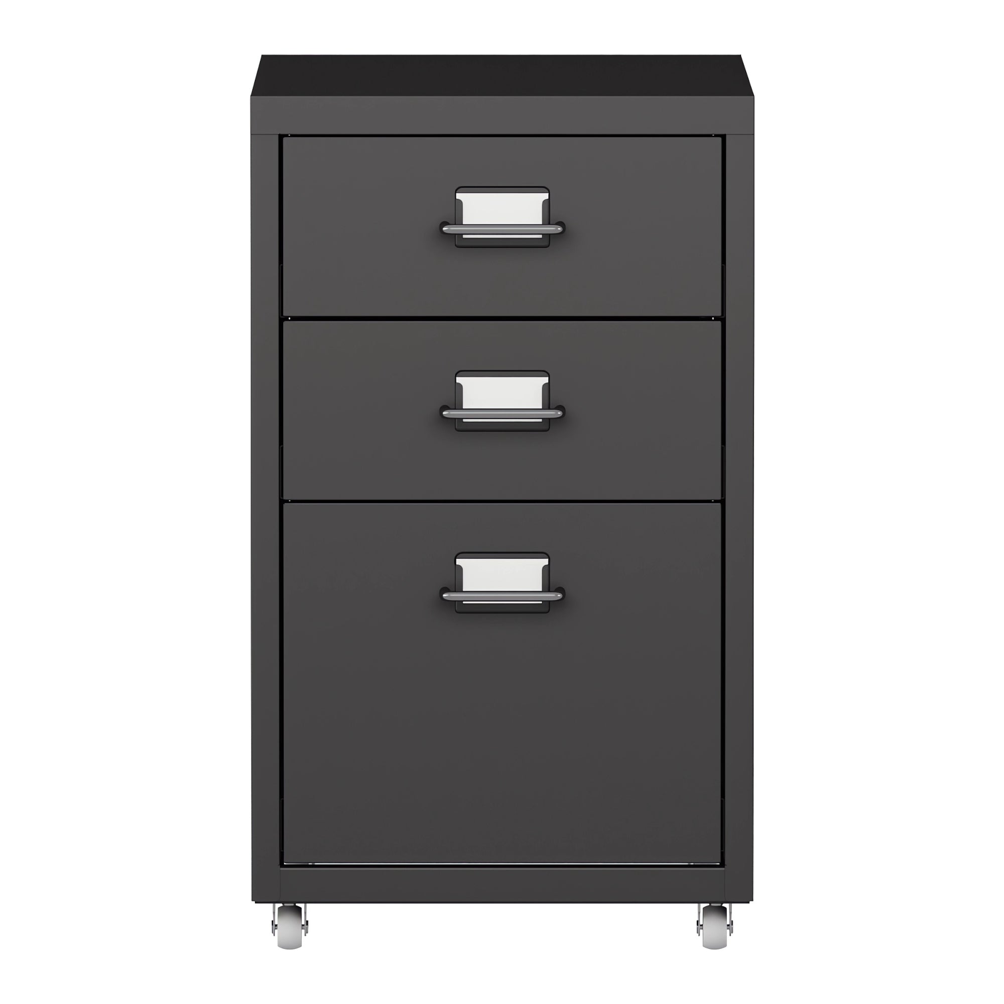 Cassettiera Kökar in Acciaio Mobile Archivio con 3 Cassetti e Rotelle - Nero Opaco [en.casa]