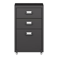 Cassettiera Kökar in Acciaio Mobile Archivio con 3 Cassetti e Rotelle - Nero Opaco [en.casa]