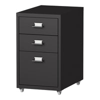 Cassettiera Kökar in Acciaio Mobile Archivio con 3 Cassetti e Rotelle - Nero Opaco [en.casa]