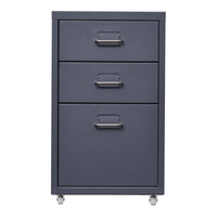 Cassettiera Kökar in Acciaio Mobile Archivio con 3 Cassetti e Rotelle - Grigio Opaco [en.casa]