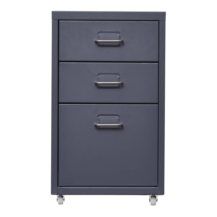 Cassettiera Kökar in Acciaio Mobile Archivio con 3 Cassetti e Rotelle - Grigio Opaco [en.casa]