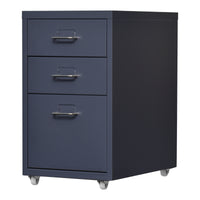 Cassettiera Kökar in Acciaio Mobile Archivio con 3 Cassetti e Rotelle - Grigio Opaco [en.casa]