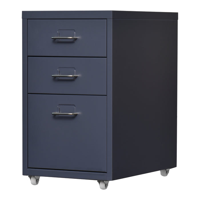 Cassettiera Kökar in Acciaio Mobile Archivio con 3 Cassetti e Rotelle - Grigio Opaco [en.casa]