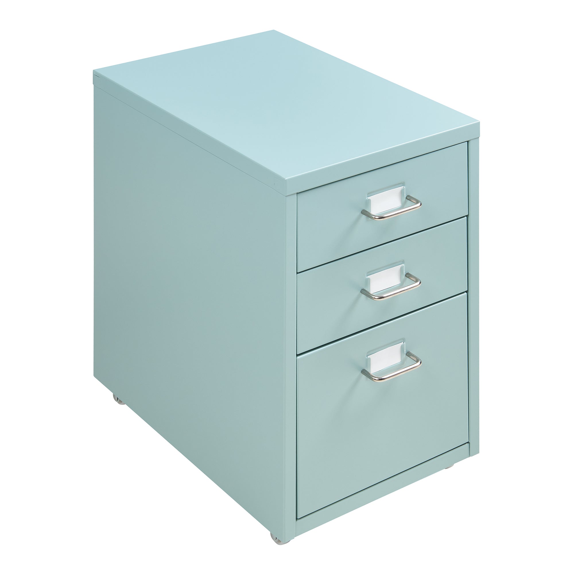 Cassettiera Kökar in Acciaio Mobile Archivio con 3 Cassetti e Rotelle - Menta Verde [en.casa]