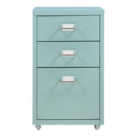 Cassettiera Kökar in Acciaio Mobile Archivio con 3 Cassetti e Rotelle - Menta Verde [en.casa]