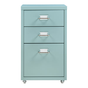 Cassettiera Kökar in Acciaio Mobile Archivio con 3 Cassetti e Rotelle - Menta Verde [en.casa]