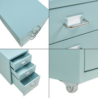 Cassettiera Kökar in Acciaio Mobile Archivio con 3 Cassetti e Rotelle - Menta Verde [en.casa]