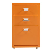Cassettiera Kökar in Acciaio Mobile Archivio con 3 Cassetti e Rotelle - Arancione [en.casa]