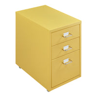 Cassettiera Kökar in Acciaio Mobile Archivio con 3 Cassetti e Rotelle - Giallo [en.casa]