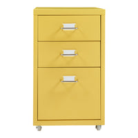 Cassettiera Kökar in Acciaio Mobile Archivio con 3 Cassetti e Rotelle - Giallo [en.casa]