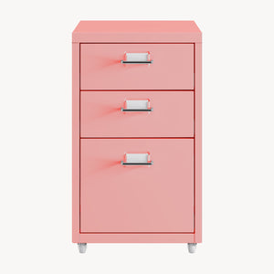 Cassettiera Kökar in Acciaio Mobile Archivio con 3 Cassetti e Rotelle - Rosa [en.casa]