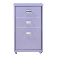 Cassettiera Kökar in Acciaio Mobile Archivio con 3 Cassetti e Rotelle - Lilla [en.casa]