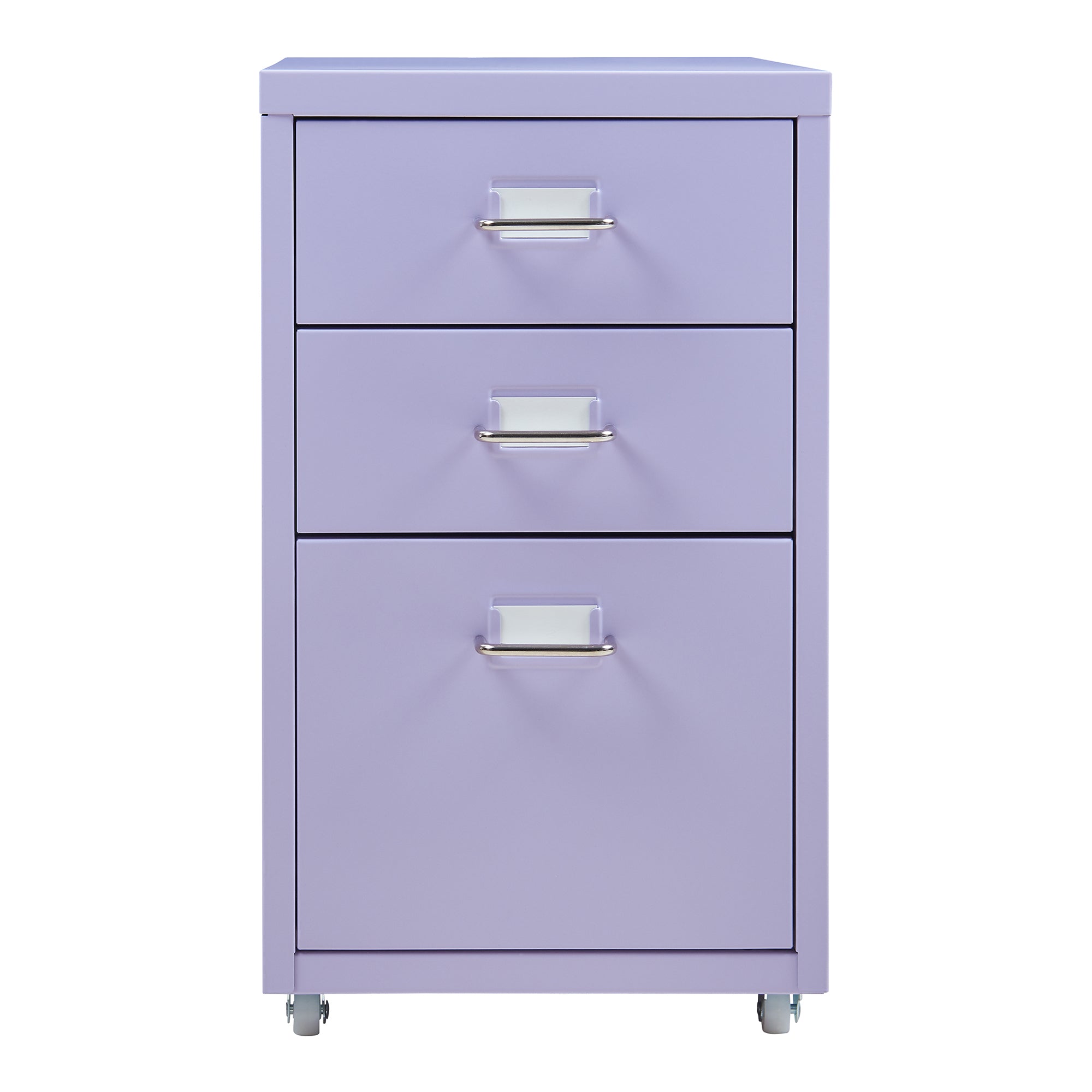 Cassettiera Kökar in Acciaio Mobile Archivio con 3 Cassetti e Rotelle - Lilla [en.casa]