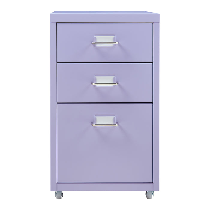 Cassettiera Kökar in Acciaio Mobile Archivio con 3 Cassetti e Rotelle - Lilla [en.casa]