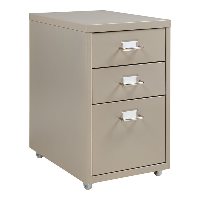 Cassettiera Kökar in Acciaio Mobile Archivio con 3 Cassetti e Rotelle - Color Cammello [en.casa]