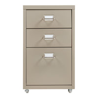 Cassettiera Kökar in Acciaio Mobile Archivio con 3 Cassetti e Rotelle - Color Cammello [en.casa]