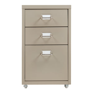 Cassettiera Kökar in Acciaio Mobile Archivio con 3 Cassetti e Rotelle - Color Cammello [en.casa]