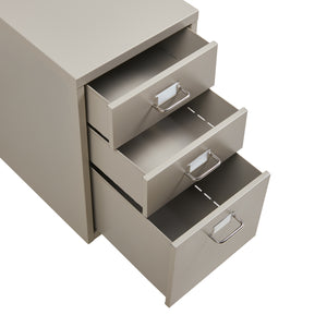 Cassettiera Kökar in Acciaio Mobile Archivio con 3 Cassetti e Rotelle - Color Cammello [en.casa]