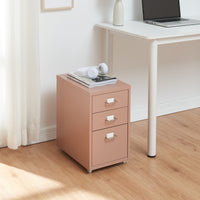 Cassettiera Kökar in Acciaio Mobile Archivio con 3 Cassetti e Rotelle - Marrone Chiaro [en.casa]