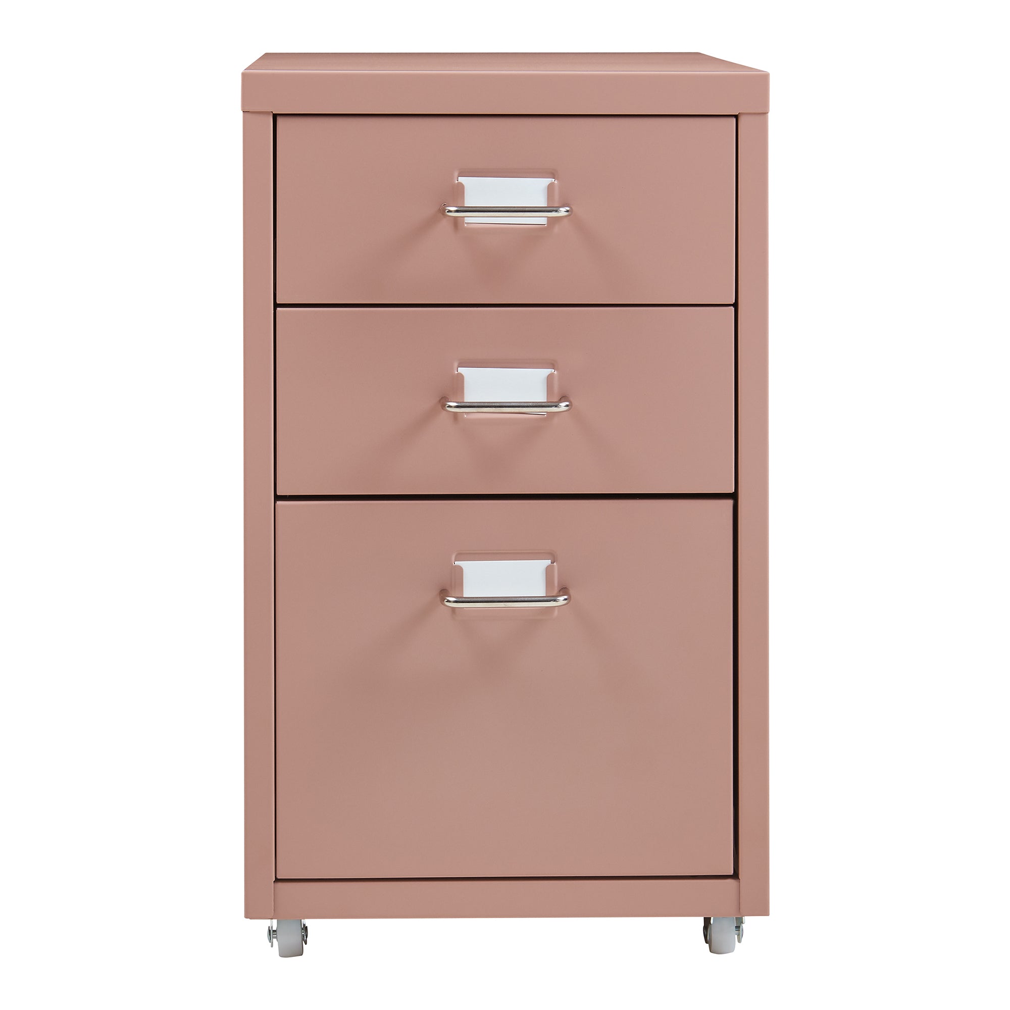 Cassettiera Kökar in Acciaio Mobile Archivio con 3 Cassetti e Rotelle - Marrone Chiaro [en.casa]