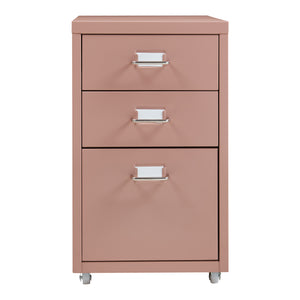 Cassettiera Kökar in Acciaio Mobile Archivio con 3 Cassetti e Rotelle - Marrone Chiaro [en.casa]