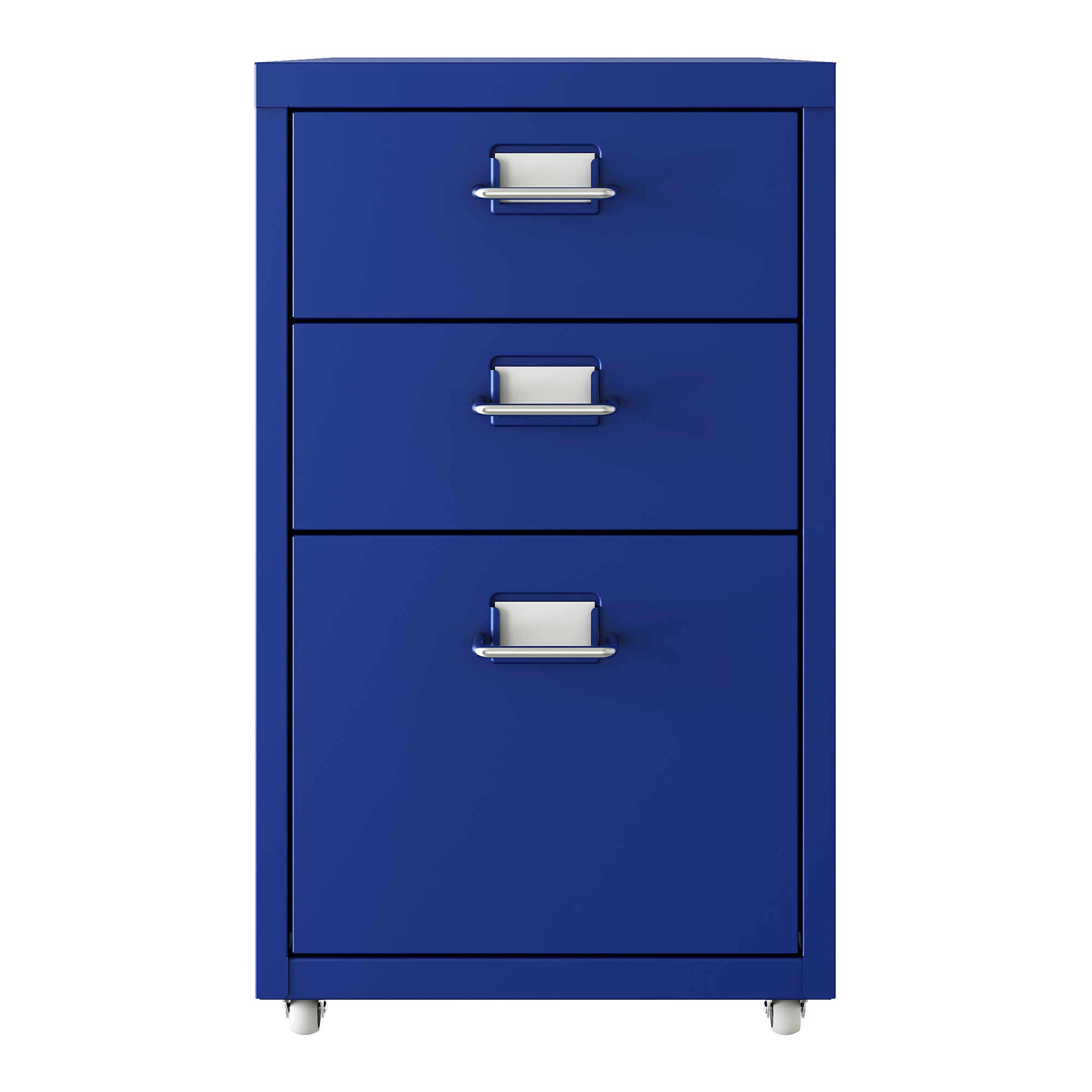 Cassettiera Kökar in Acciaio Mobile Archivio con 3 Cassetti e Rotelle - Blu [en.casa]