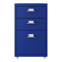Cassettiera Kökar in Acciaio Mobile Archivio con 3 Cassetti e Rotelle - Blu [en.casa]