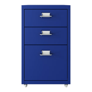 Cassettiera Kökar in Acciaio Mobile Archivio con 3 Cassetti e Rotelle - Blu [en.casa]