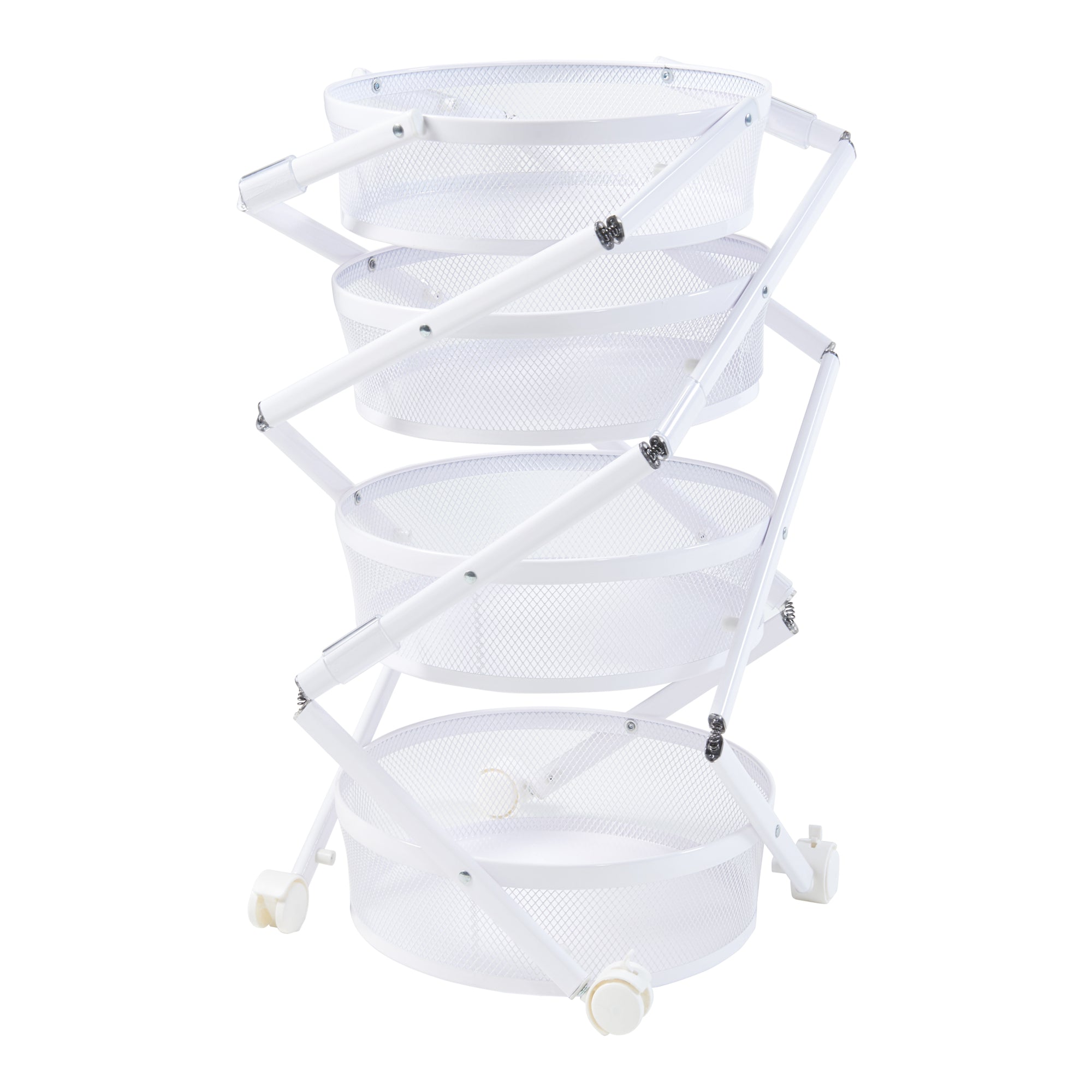 Carrello da Cucina Sørreisa con 4 Cestelli Telaio Pieghevole Bianco [en.casa]