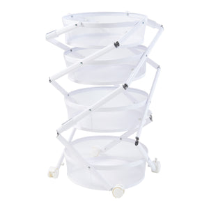 Carrello da Cucina Sørreisa con 4 Cestelli Telaio Pieghevole Bianco [en.casa]