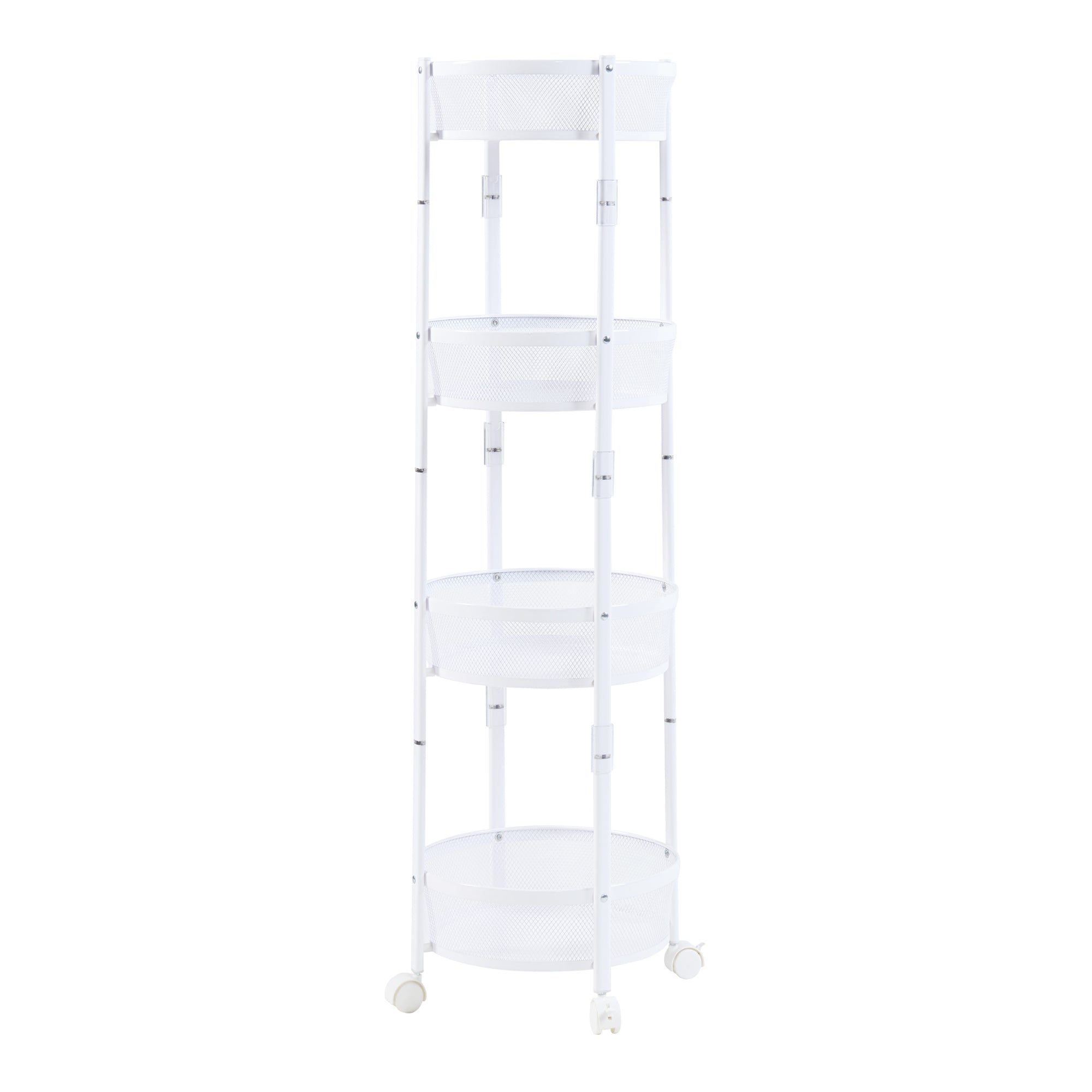 Carrello da Cucina Sørreisa con 4 Cestelli Telaio Pieghevole Bianco [en.casa]