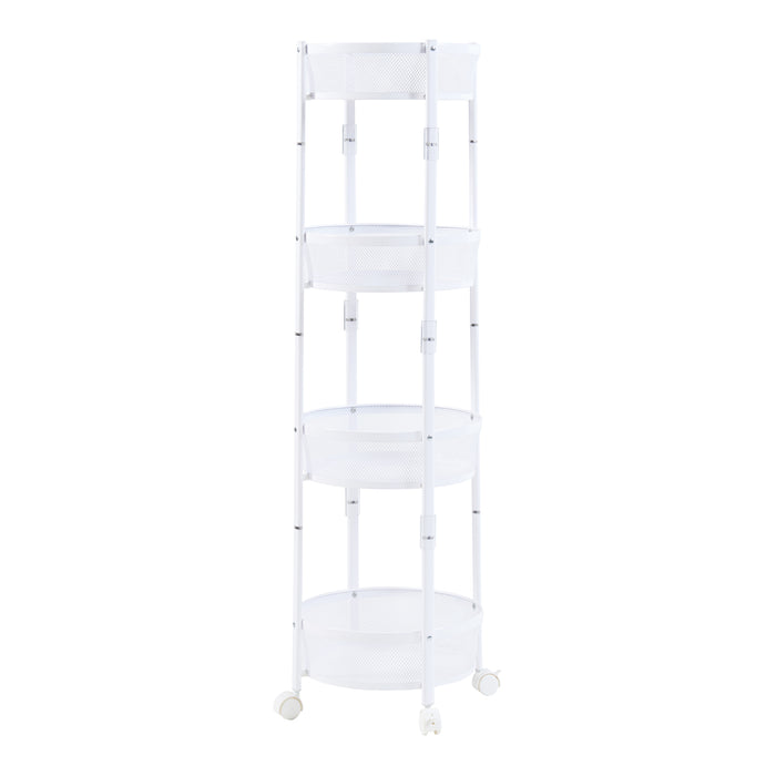 Carrello da Cucina Sørreisa con 4 Cestelli Telaio Pieghevole Bianco [en.casa]