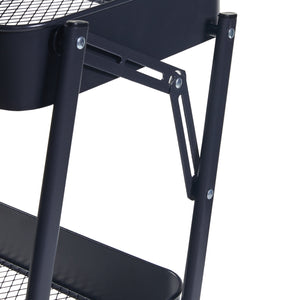 Carrello di Servizio Vörå con 3 Contenitori Telaio Pieghevole - Nero [en.casa]