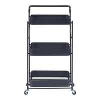Carrello di Servizio Vörå con 3 Contenitori Telaio Pieghevole - Nero [en.casa]